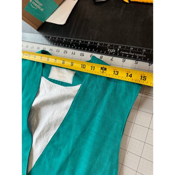 90s Minimalist Power: Vintage Teal Longline Vest by The Dressmaker Fashion - Picture 9 of 9